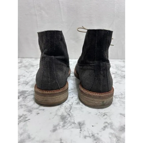 Gordon Rush Men's Lace Up Chukka Gray Suede Boots 10 Rubber Soles Made In Italy