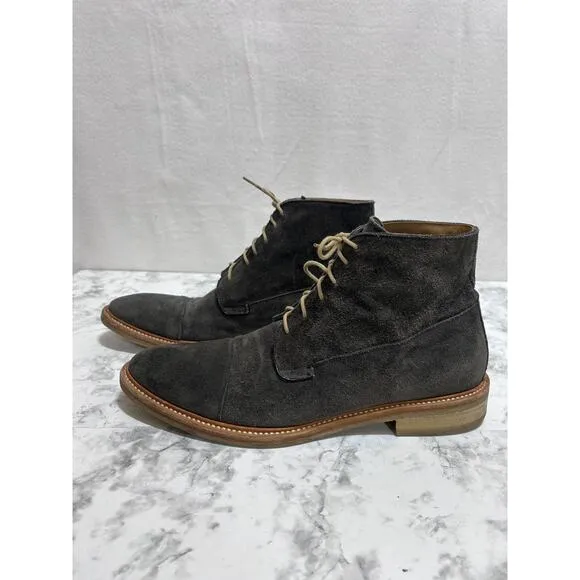 Gordon Rush Men's Lace Up Chukka Gray Suede Boots 10 Rubber Soles Made In Italy