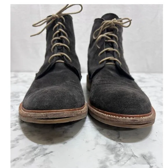 Gordon Rush Men's Lace Up Chukka Gray Suede Boots 10 Rubber Soles Made In Italy