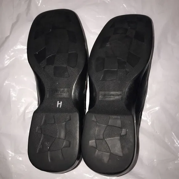 Gordon Rush Slip On Leather Rubber Sole Dress Shoes Square Toe Sz 9.5 Black