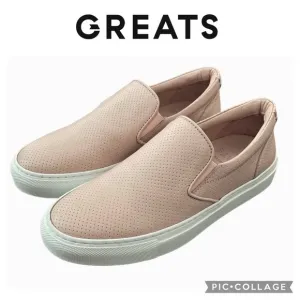 Greats Women The Wooster Dusty Pink Leather Round Toe Slip On Shoes Size 7.5