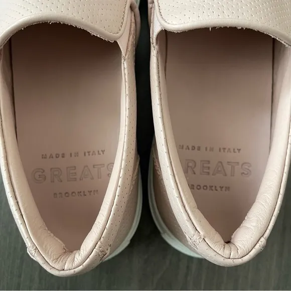 Greats Women The Wooster Dusty Pink Leather Round Toe Slip On Shoes Size 7.5