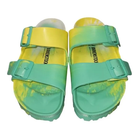Green And Yellow Tie Dye Rubber Eva Sandals Size 39 Womens 8