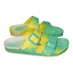 Green And Yellow Tie Dye Rubber Eva Sandals Size 39 Womens 8