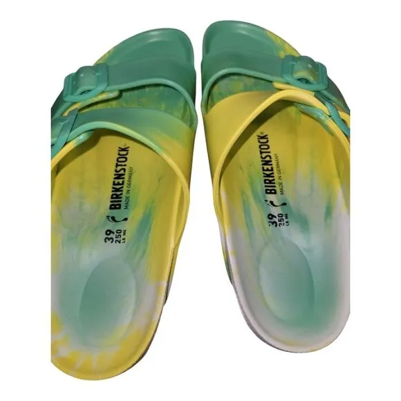 Green And Yellow Tie Dye Rubber Eva Sandals Size 39 Womens 8
