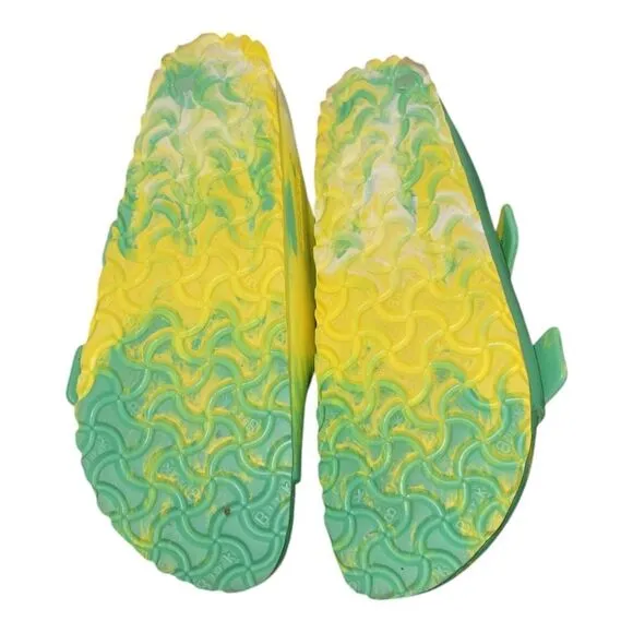 Green And Yellow Tie Dye Rubber Eva Sandals Size 39 Womens 8