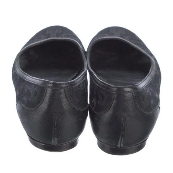 Gucci Authentic Solid Black Canvas Round Toe Ballet Flats 5