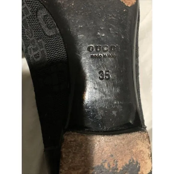 Gucci Authentic Solid Black Canvas Round Toe Ballet Flats 5