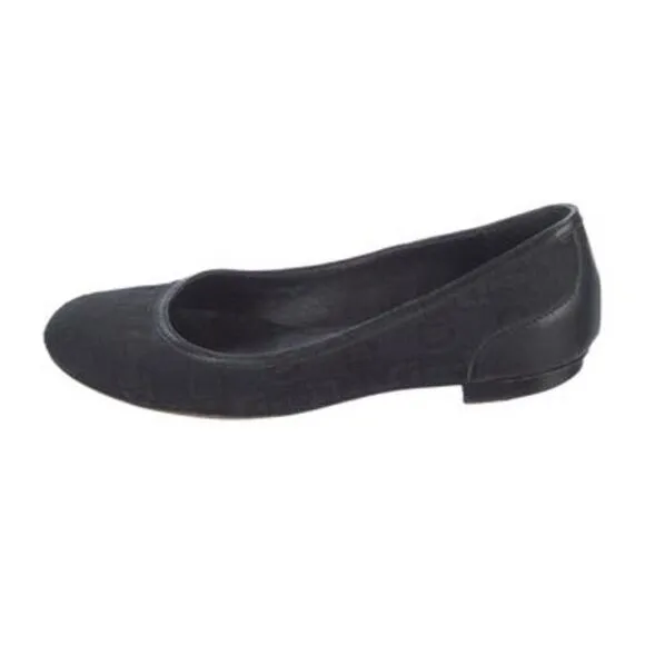Gucci Authentic Solid Black Canvas Round Toe Ballet Flats 5