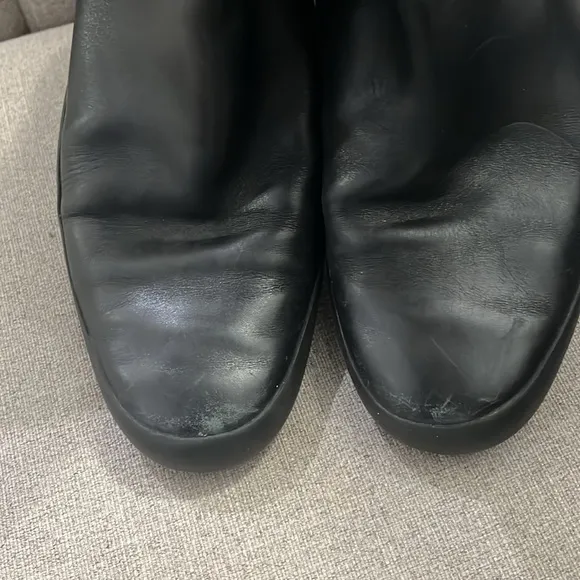 Gucci Black Leather Web Pull Tab Rubber Sole Hi Chelsea Boot sz 9 US