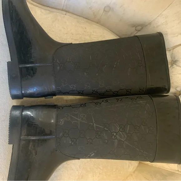 Gucci Black rubber rain boots 36 GUC