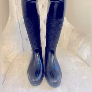 Gucci Black rubber rain boots 36 GUC