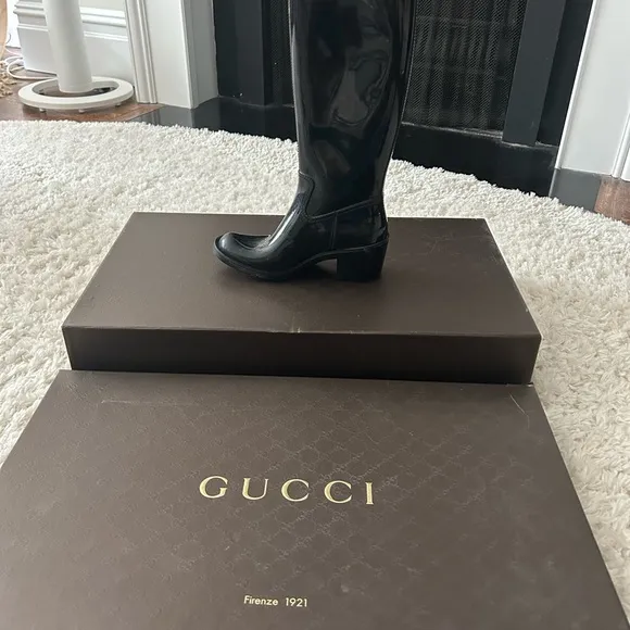 Gucci Black Rubber Rain Boots, Women’s EU 35