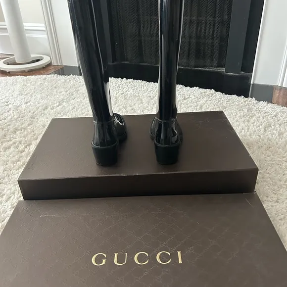 Gucci Black Rubber Rain Boots, Women’s EU 35