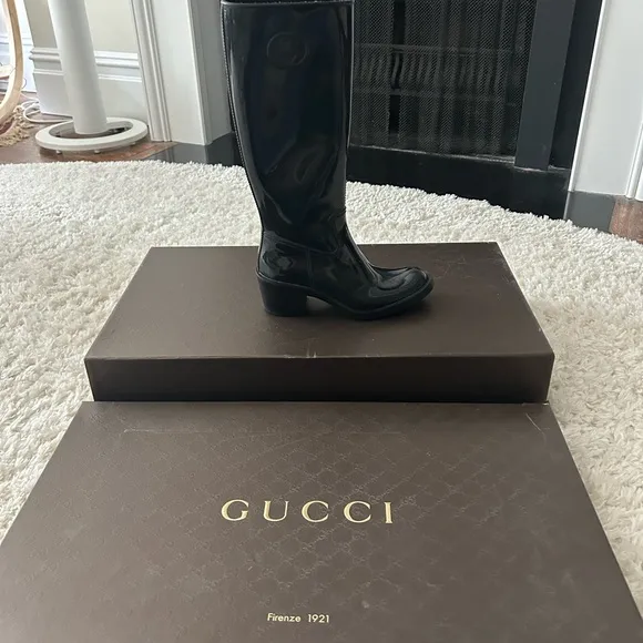 Gucci Black Rubber Rain Boots, Women’s EU 35