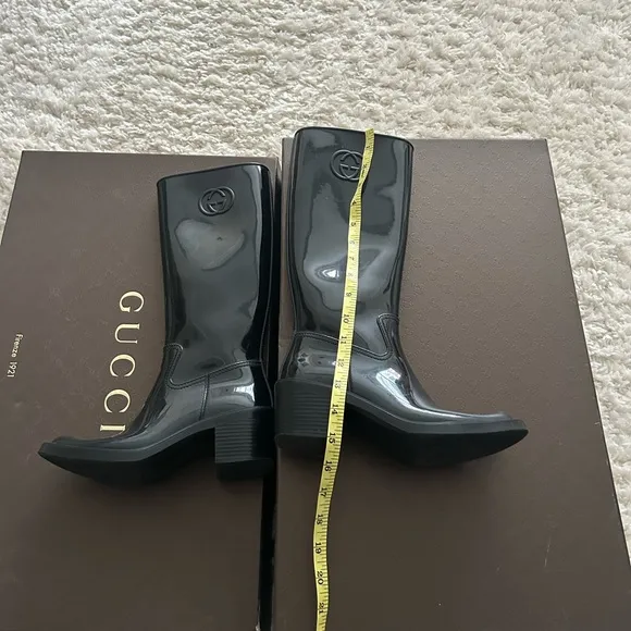 Gucci Black Rubber Rain Boots, Women’s EU 35