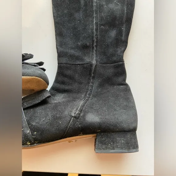 Gucci Black Suede Knee-High Boots with GG LogoSize IT 40 / US 10