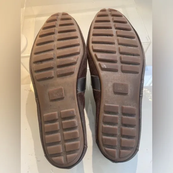 GUCCI horsebit accent suede drives - Brown loafers shoes sz 14 made in italy