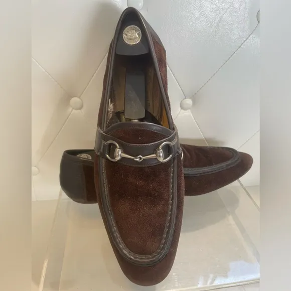 GUCCI horsebit accent suede drives - Brown loafers shoes sz 14 made in italy