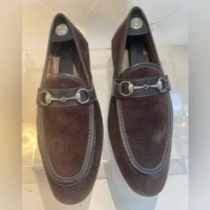 GUCCI horsebit accent suede drives - Brown loafers shoes sz 14 made in italy