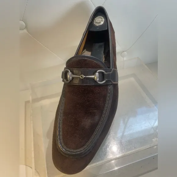 GUCCI horsebit accent suede drives - Brown loafers shoes sz 14 made in italy