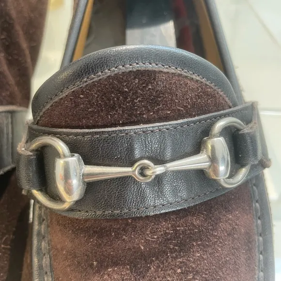 GUCCI horsebit accent suede drives - Brown loafers shoes sz 14 made in italy