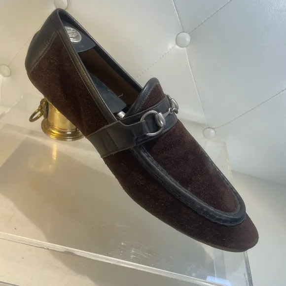 GUCCI horsebit accent suede drives - Brown loafers shoes sz 14 made in italy