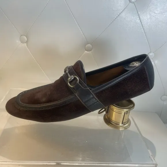 GUCCI horsebit accent suede drives - Brown loafers shoes sz 14 made in italy