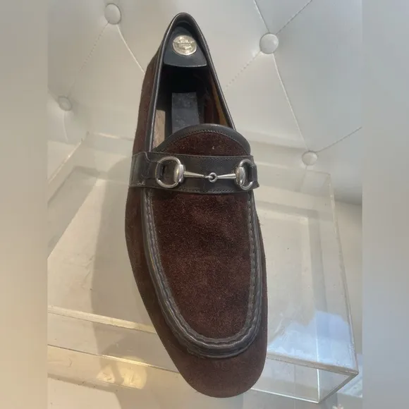 GUCCI horsebit accent suede drives - Brown loafers shoes sz 14 made in italy