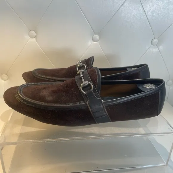 GUCCI horsebit accent suede drives - Brown loafers shoes sz 14 made in italy