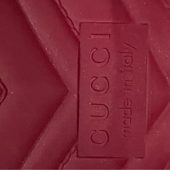 Gucci Jelly Mystic red Rubber Embossed Logo Mule Toe Sandals Size 37