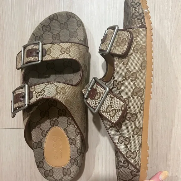 Gucci Monogram Sandals with Buckles