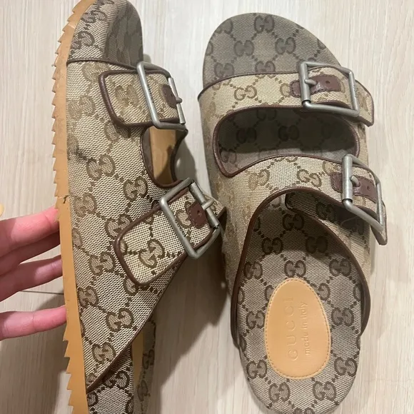 Gucci Monogram Sandals with Buckles