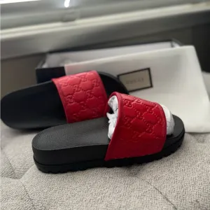 Gucci Red and Black Slide Sandals