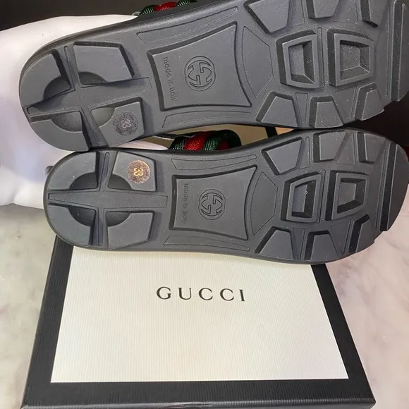 Gucci Red and Green Sandals with Signature Stripes