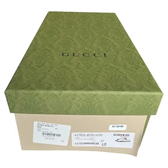 GUCCI Red Green Striped Web Accent Rubber Sandals, IT37/US7