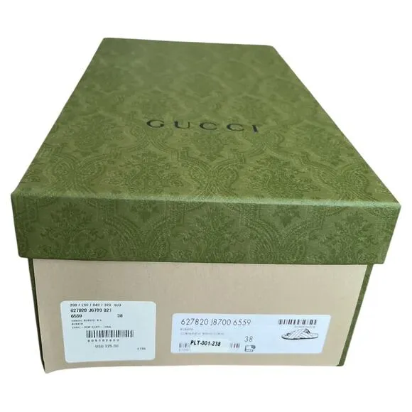 GUCCI Red Green Striped Web Accent Rubber Sandals, IT38/US8