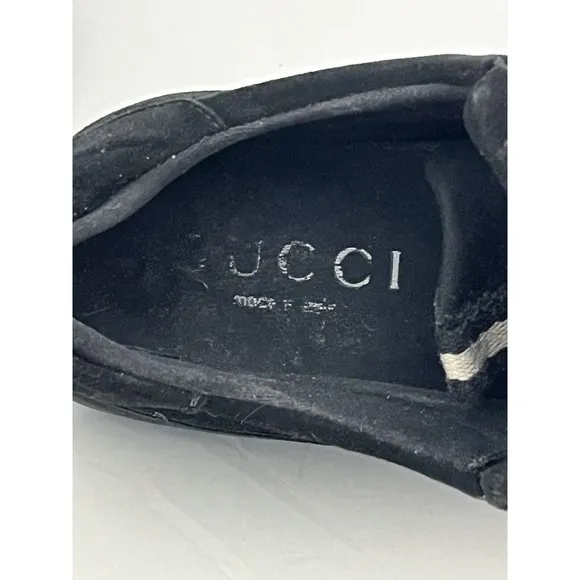 Gucci Scarpa Black Casual Velvet Comfort Shoe slip on sneakers men Size 9.5
