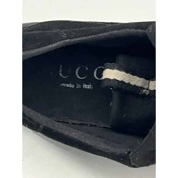 Gucci Scarpa Black Casual Velvet Comfort Shoe slip on sneakers men Size 9.5