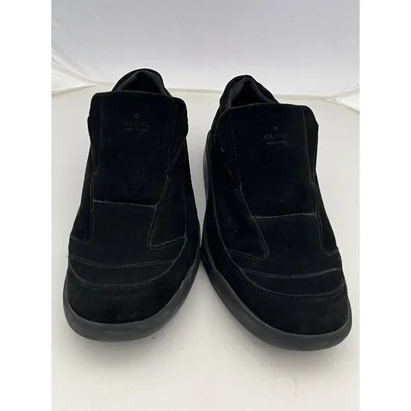 Gucci Scarpa Black Casual Velvet Comfort Shoe slip on sneakers men Size 9.5