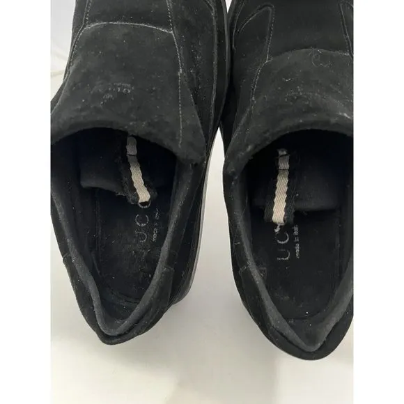 Gucci Scarpa Black Casual Velvet Comfort Shoe slip on sneakers men Size 9.5