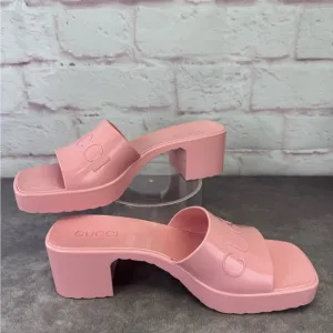 Gucci Summer Rubber 60mm Platform Women's Pink Slide Sandals 39