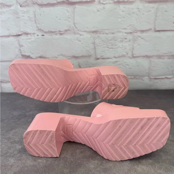 Gucci Summer Rubber 60mm Platform Women's Pink Slide Sandals 39