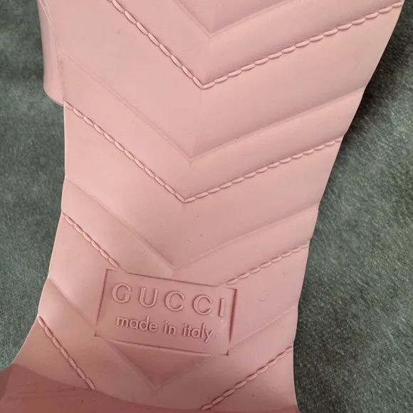 Gucci Summer Rubber 60mm Platform Women's Pink Slide Sandals 39