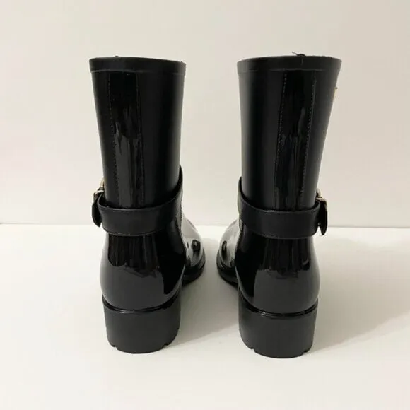 Guess Boots Womens Size 8 Black Booties Slip On Rubber Rain Boot GF Kirklin