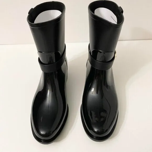 Guess Boots Womens Size 8 Black Booties Slip On Rubber Rain Boot GF Kirklin
