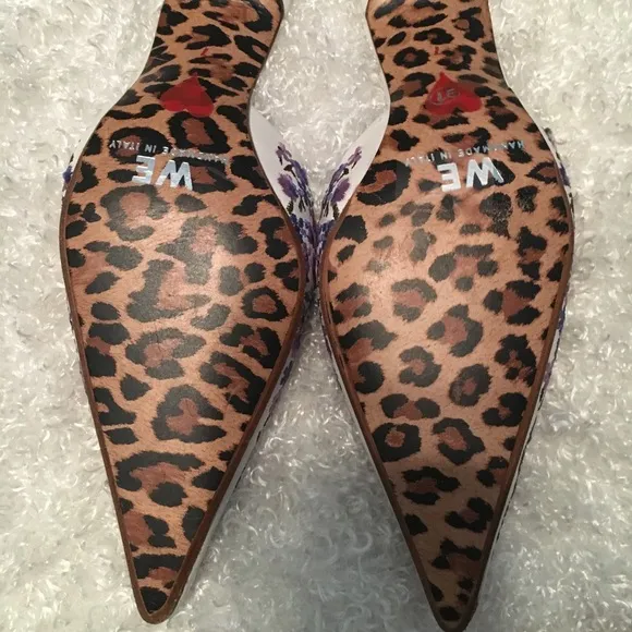 Handmade Warren Edwards Floral Kitten Mules