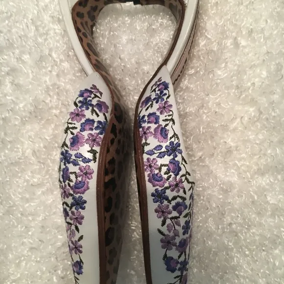 Handmade Warren Edwards Floral Kitten Mules