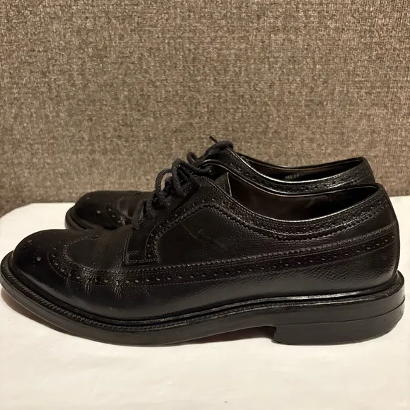 Hanover Master Flex‎ Men's Size 9 D/B Black Leather Wingtip Oxford Dress Shoes