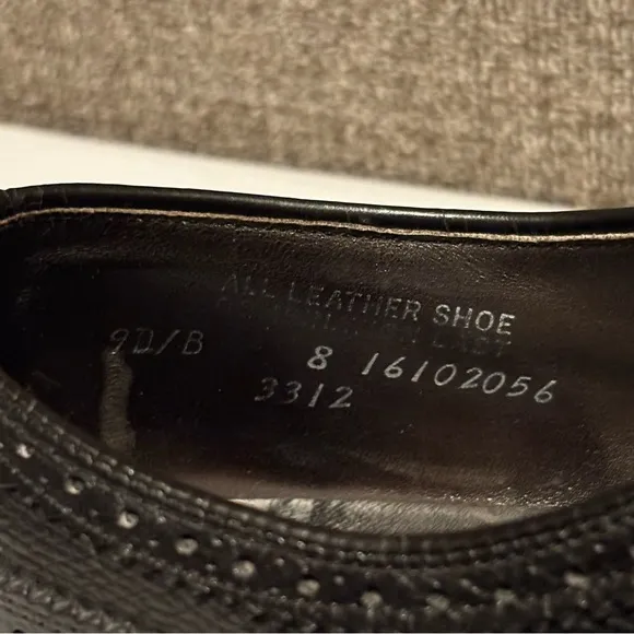 Hanover Master Flex‎ Men's Size 9 D/B Black Leather Wingtip Oxford Dress Shoes